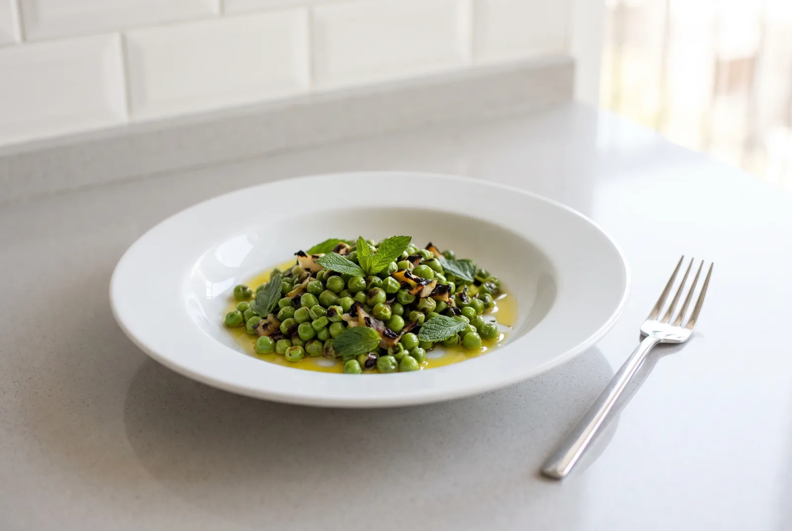 American-style grilled pea and mint salad with olive oil — A lunchbox meal