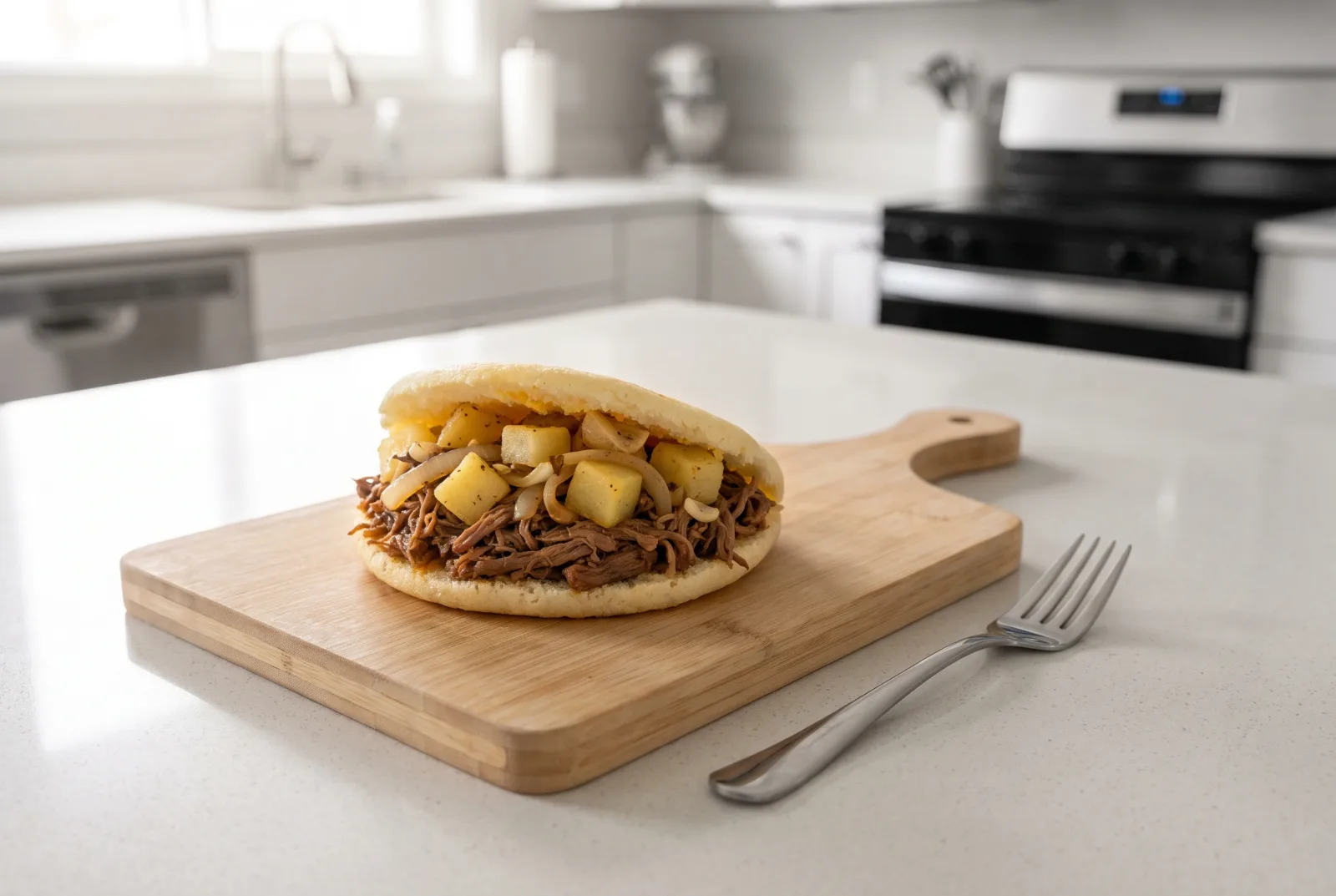Arepa de Carne Desmechada | Colombian-Style Spicy Beef Arepas