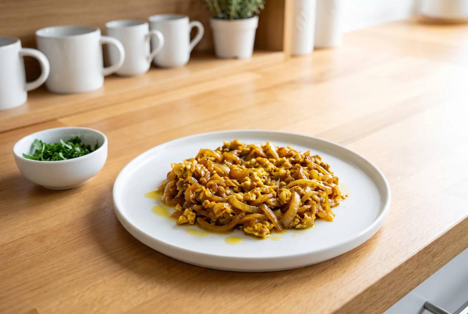 Bayd Bil Basal | Iraqi Air Fryer Eggs with Caramelized Onions