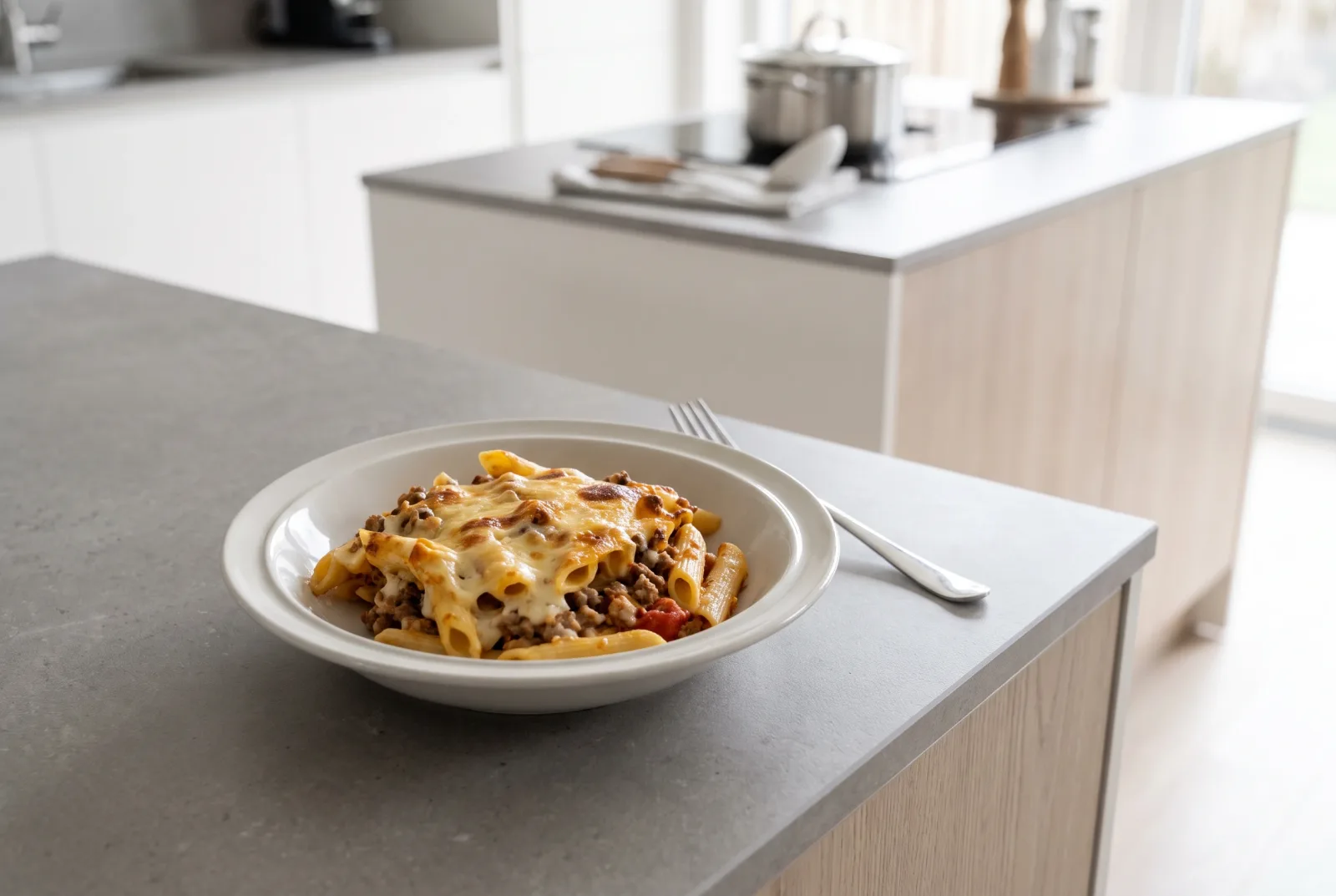 Baked Penne with Béchamel and Kashar Cheese — Layered Casserole
