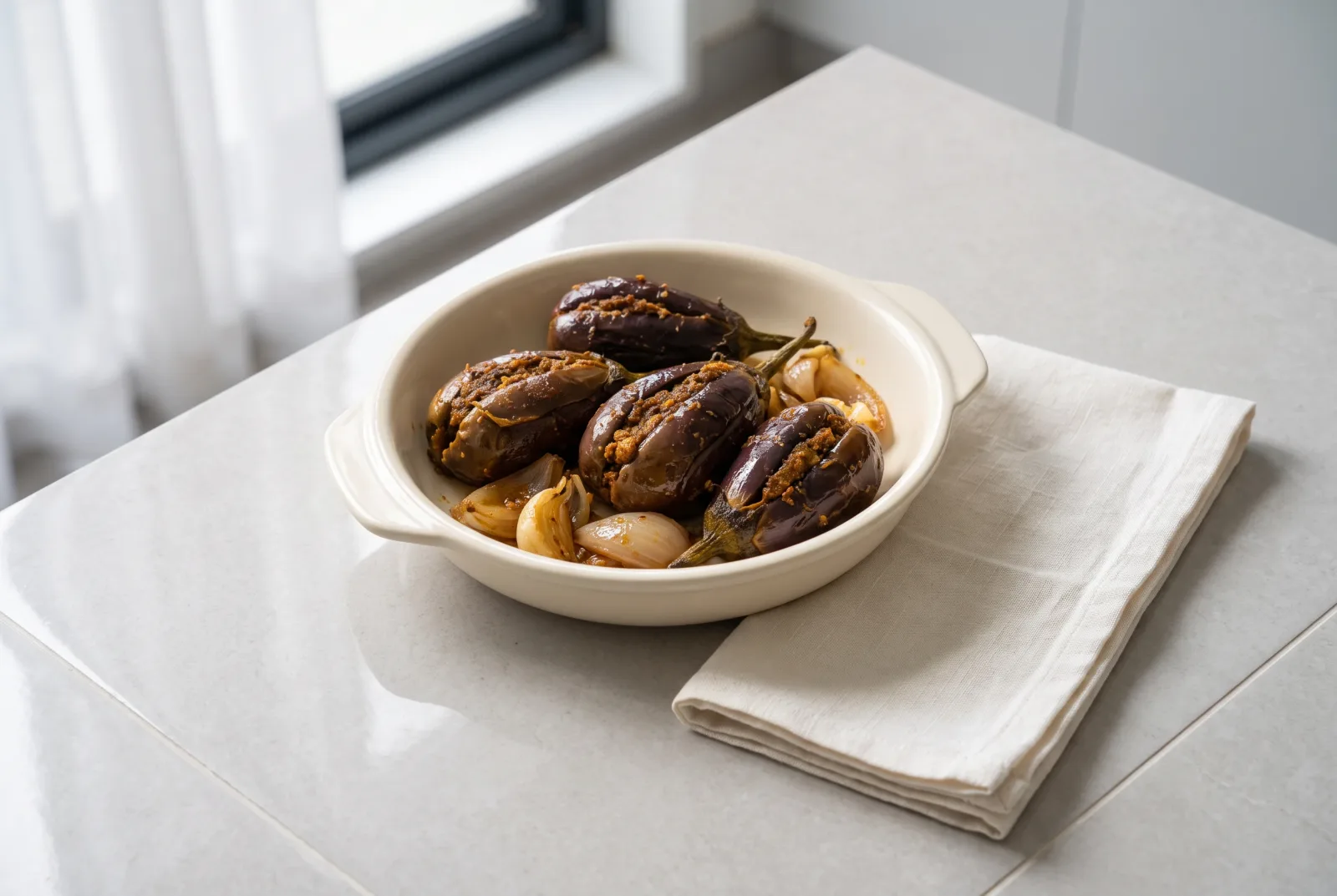 Bharwa baingan — Indian stuffed eggplants
