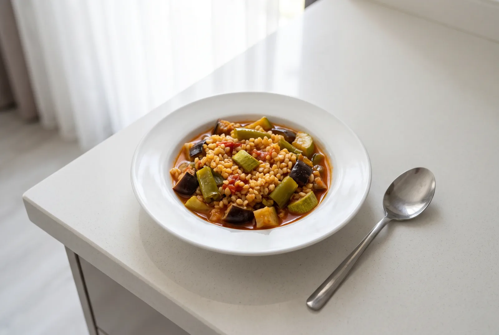 Bulgur and Mixed Vegetable Stew — Pressure-Cooker Method