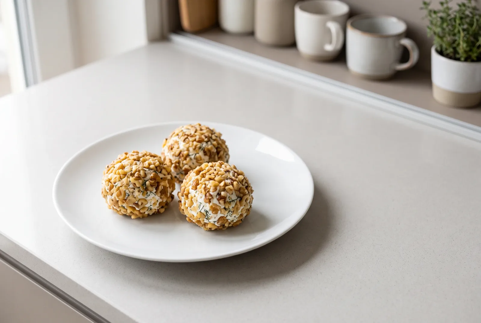 Cevizli Peynir Topu — Walnut-coated cheese balls with herbed white cheese