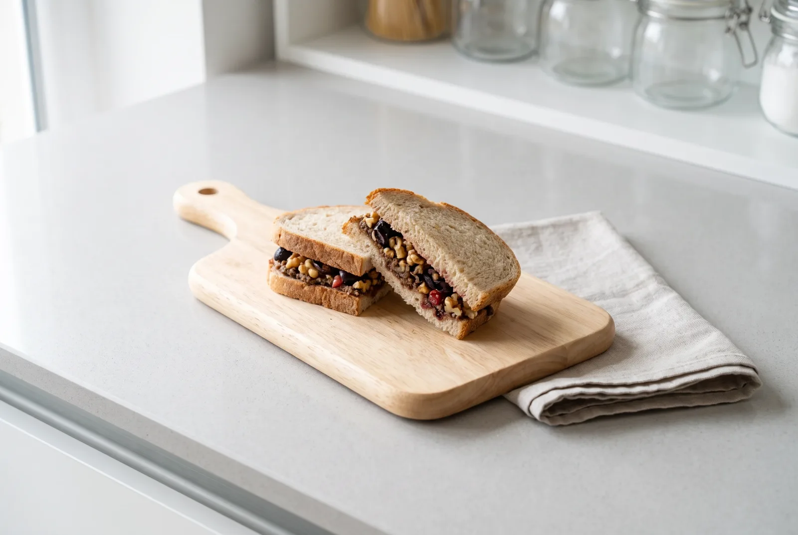 Walnut Olive Spread Sandwich | Pomegranate Molasses Olive Tapenade