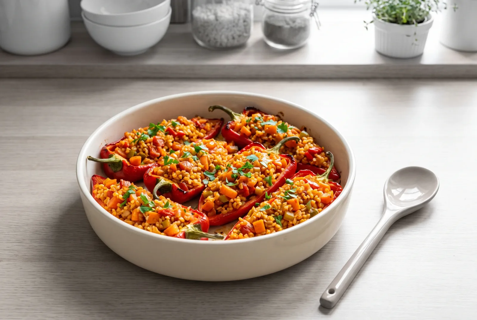 Chakalaka Peppers | South African Spiced Stuffed Bell Peppers