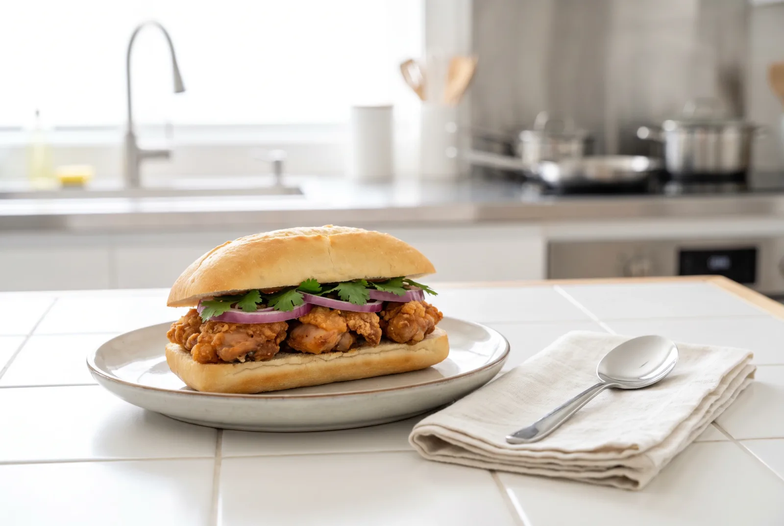 Chicharrón de Pollo Sandwich | Peruvian-Style Fried Chicken Sandwich