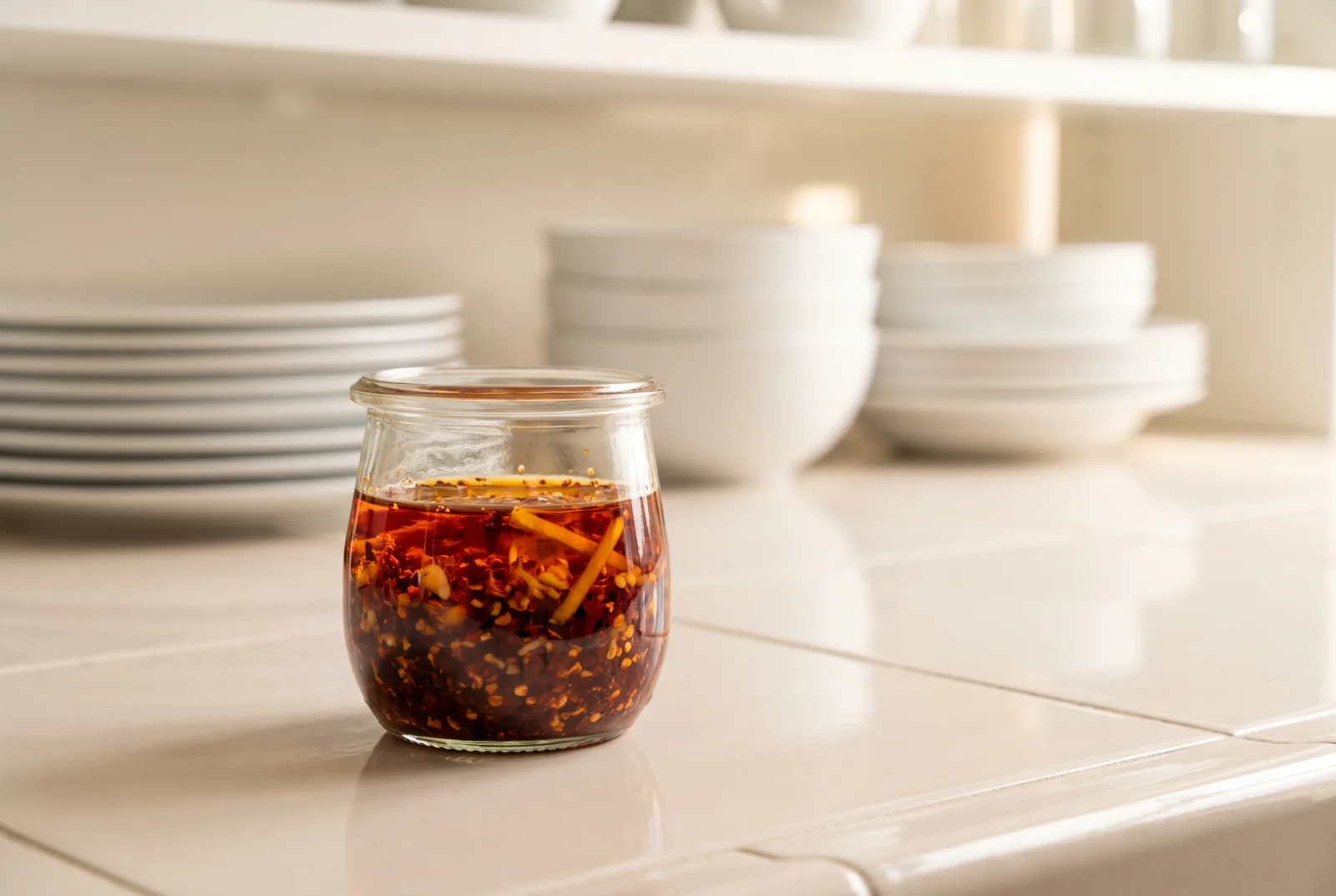 Chinese Garlic Chili Oil | Spicy Condiment for Jar Storage