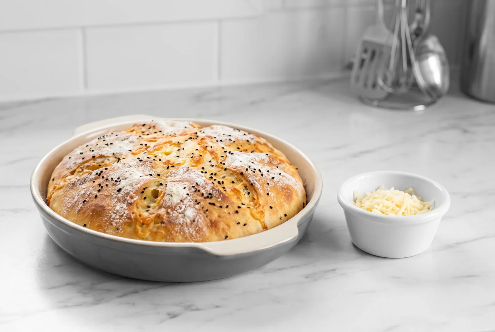 Nigella Seed and Cheese Bread | Seasoned Loaf with Crosshatch Scoring