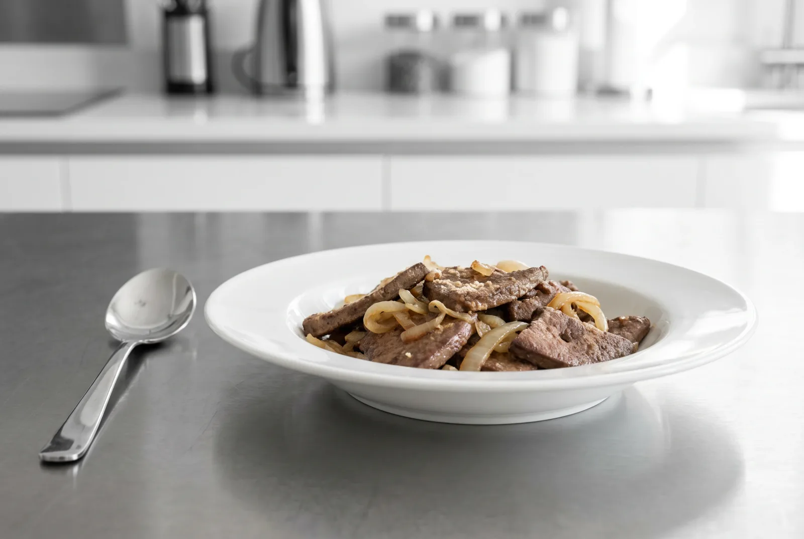 Dana Ciğer Sote — Sautéed beef liver, a freezer-friendly breakfast dish