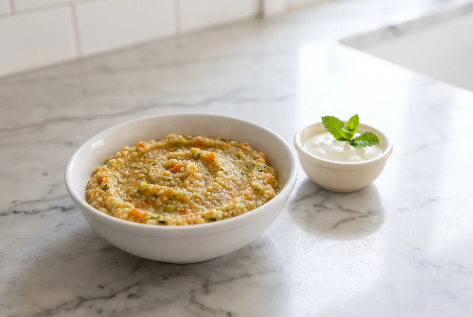 Pressure Cooker Vegetable and Bulgur Puree | Portable Baby Breakfast for a Picnic