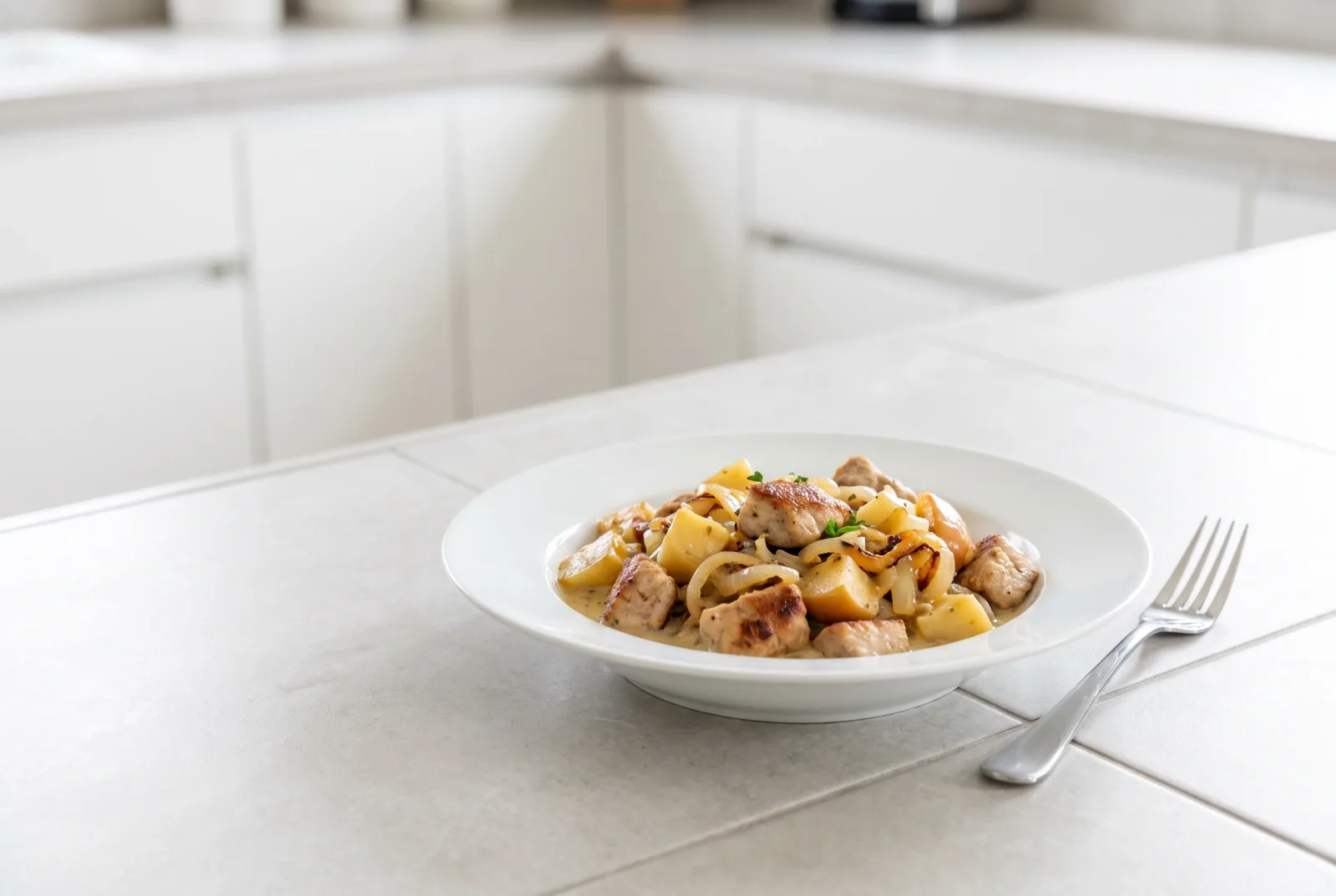 German-style sautéed turkey with apples and mustard