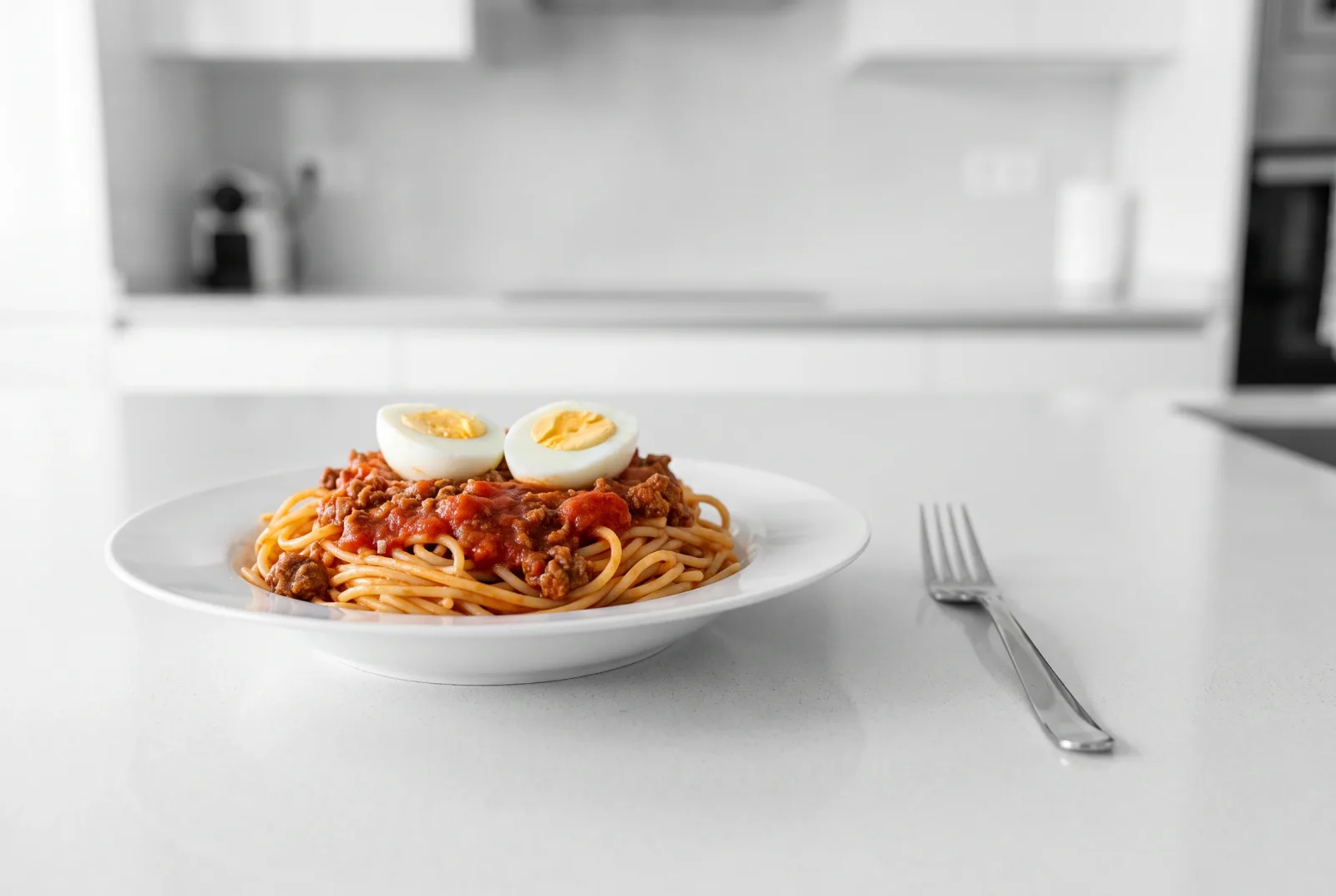 Espagueti a la Cubana — Cuban spaghetti with air-fried plantain