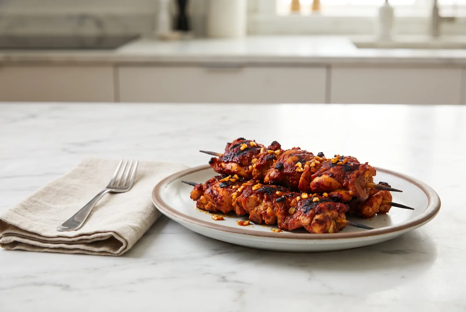 Ethiopian Berbere Chicken Skewers — Spiced Chicken Leg Meat Grilled over Embers