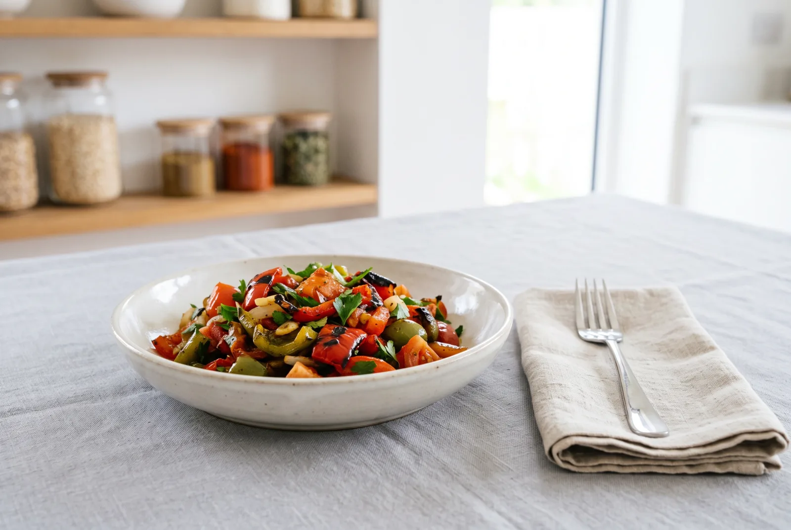 Moroccan roasted pepper salad — cumin and garlic meze