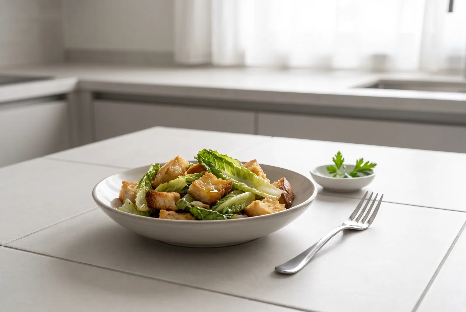Green Salad with Crispy Croutons | Quick Air-Fryer Croutons