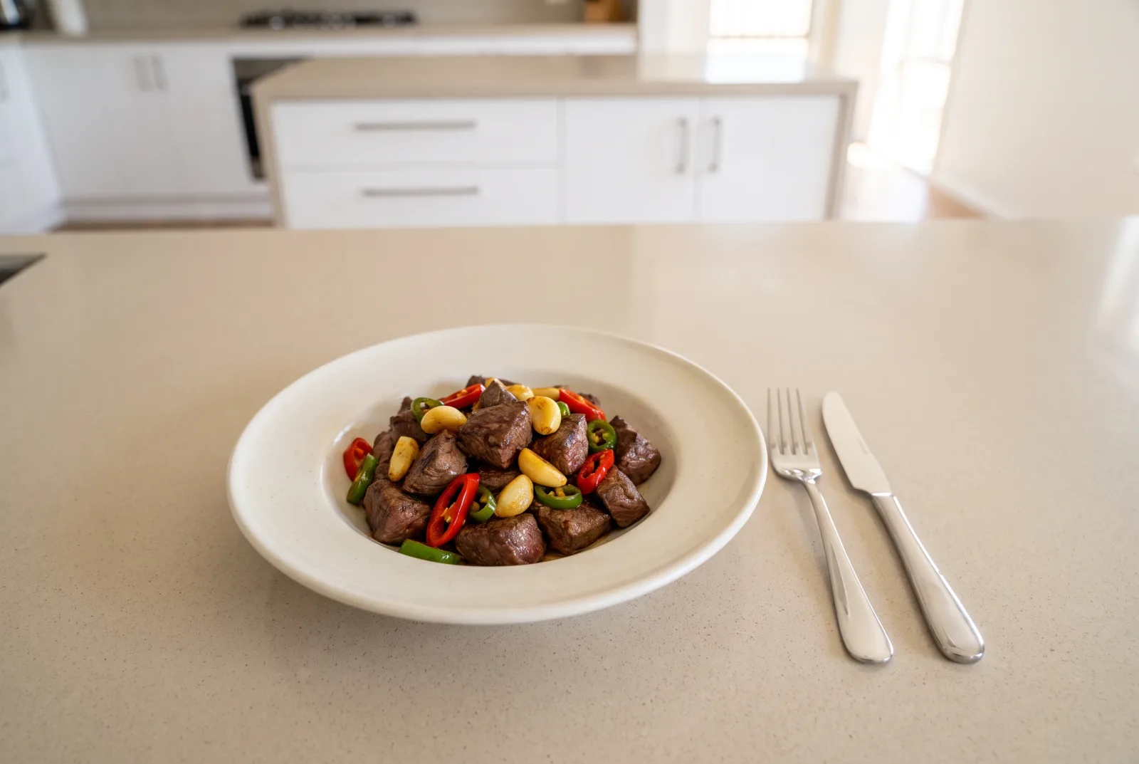 Lahme bi Toum | Lebanese-Style Spicy Garlic Beef Stir-Fry