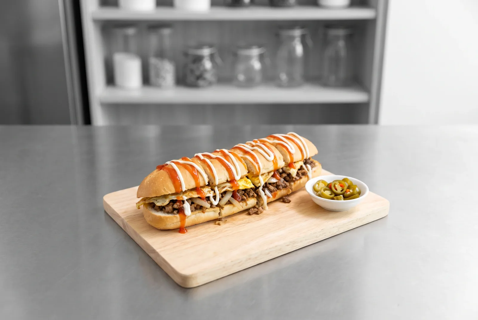 Roti john — Malaysian-style grilled bread with egg and ground meat