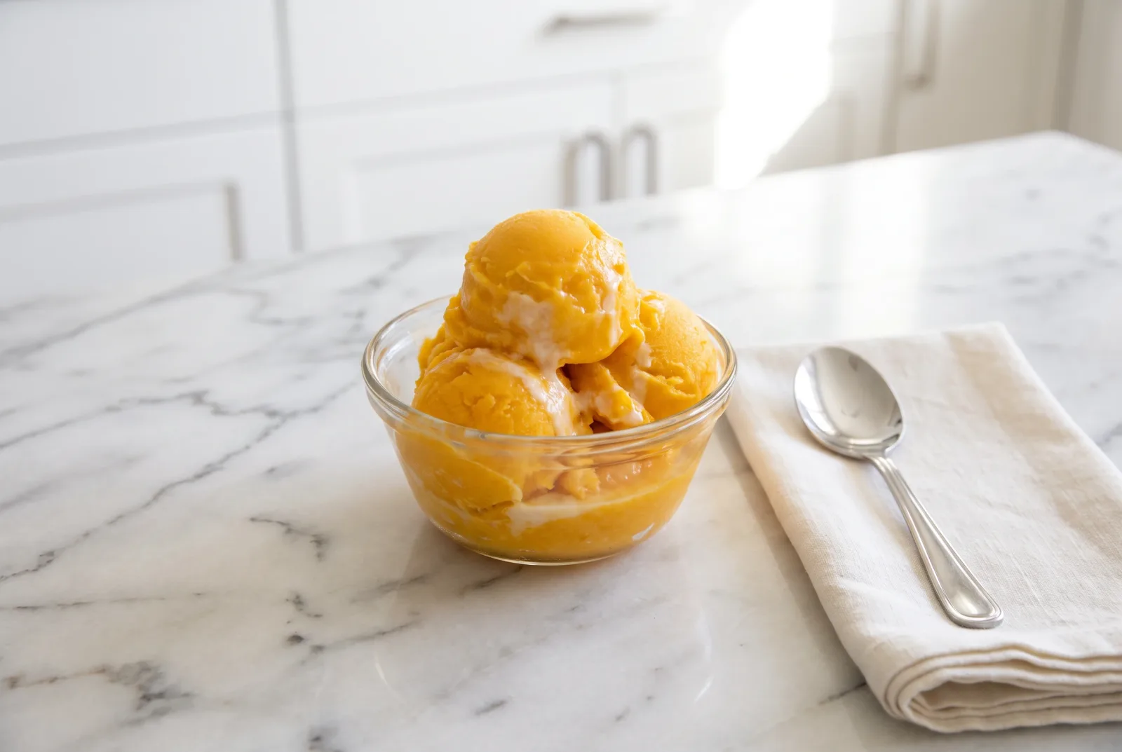 Mango Sorbetes | Filipino-Style Sorbet with Air-Fryer Toasted Pinipig (Crispy Rice Cereal)