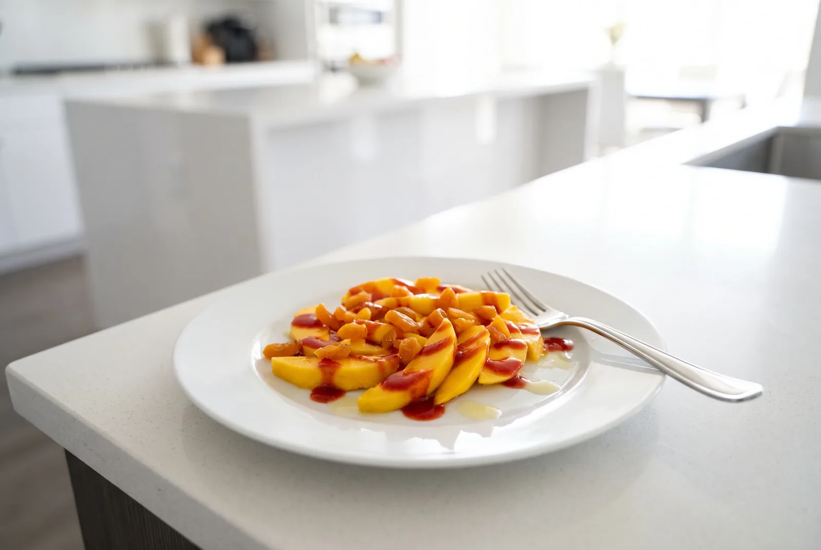 Mango with chamoy — A tangy, spicy Mexican fruit sauce