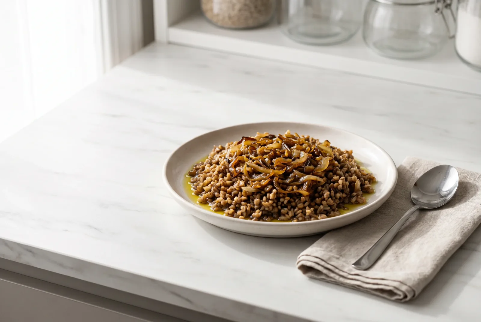 Mujaddara | Lebanese Lentil and Bulgur Pilaf with Caramelized Onions