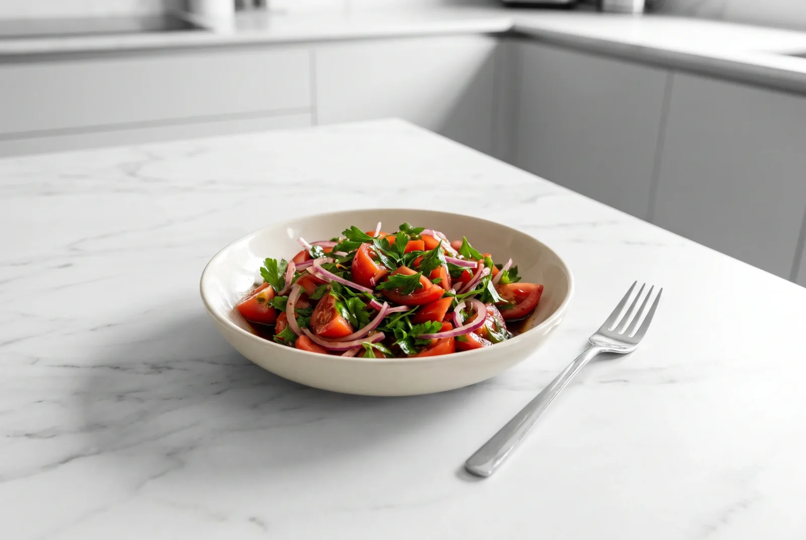 Tomato salad with pomegranate molasses — Iraqi-style picnic salad with sumac