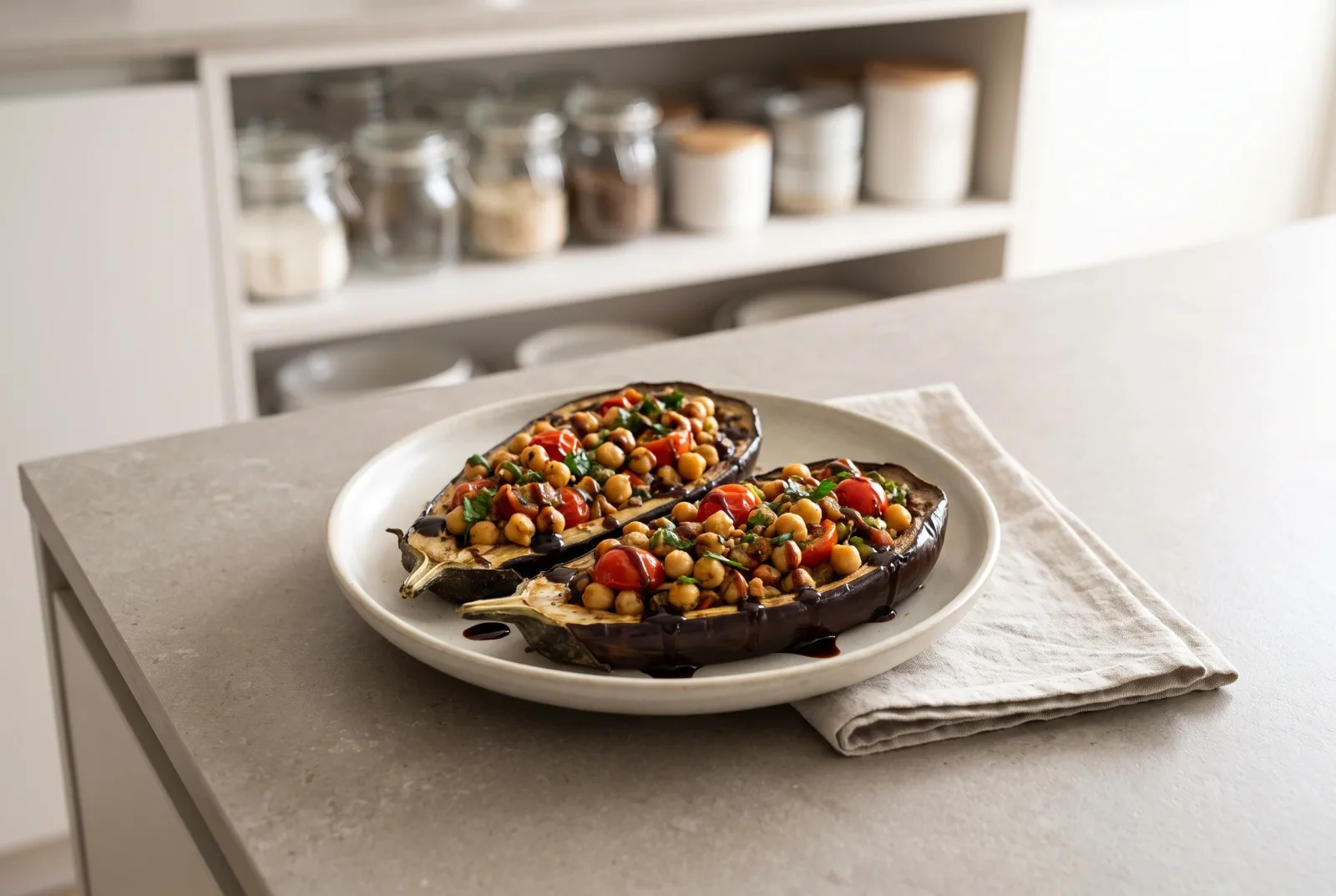 Baked Stuffed Eggplant with Pomegranate Molasses | Jordanian Appetizer