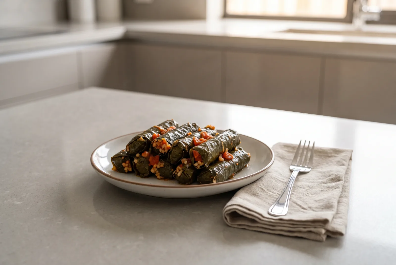 Nile Valley-Style Stuffed Grape Leaves with Bulgur