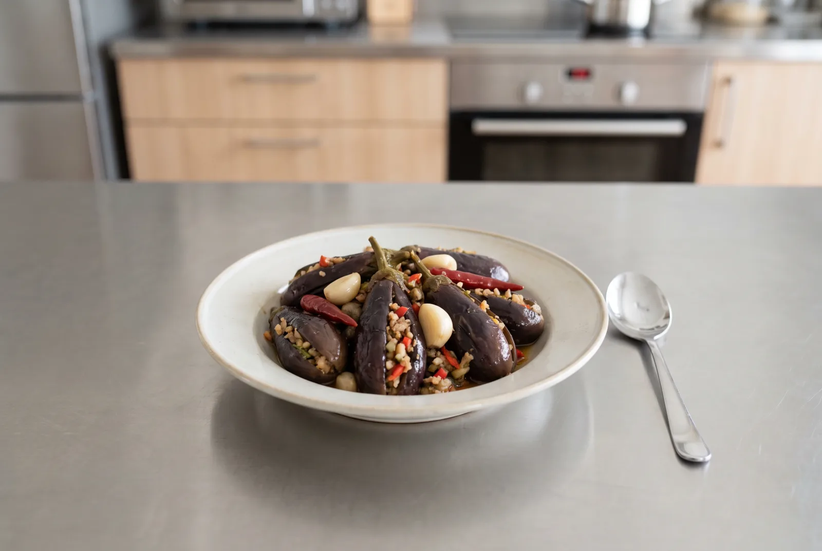 Iraqi-Style Garlic-Stuffed Eggplant Pickles