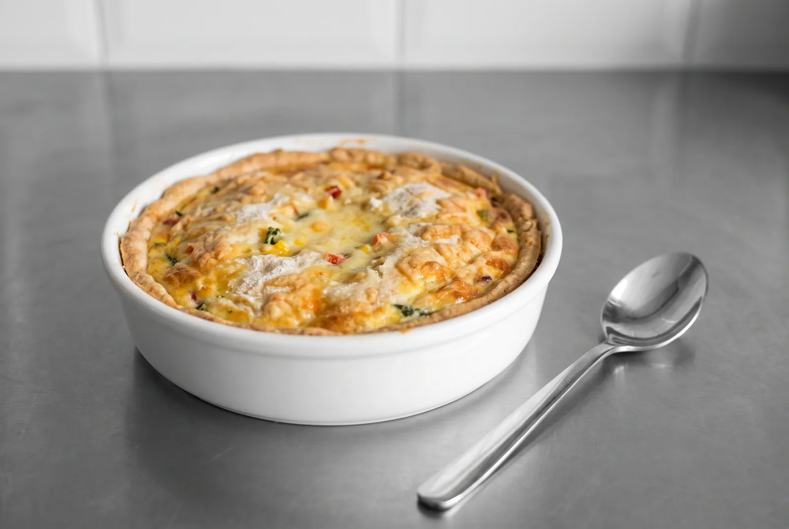 Baked cheese and vegetable tart for children — A generous, colorful filling