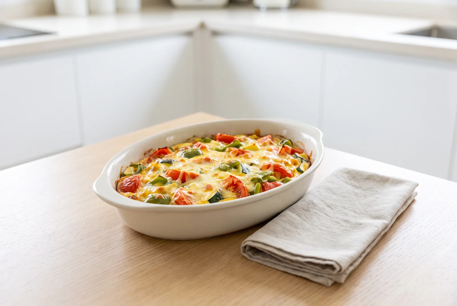 Oven-Baked Eggs with Vegetables and Kashar | Slow-Baked Breakfast Casserole for a Crowd