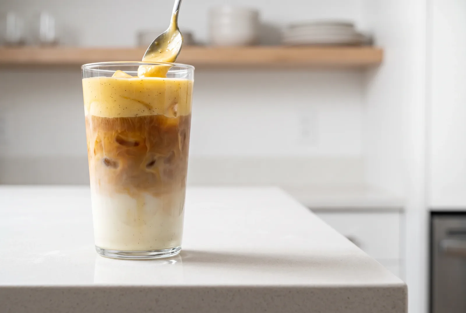French-Style Vanilla Custard Iced Coffee | Hazelnut Air Fryer Drink for an Insulated Tumbler