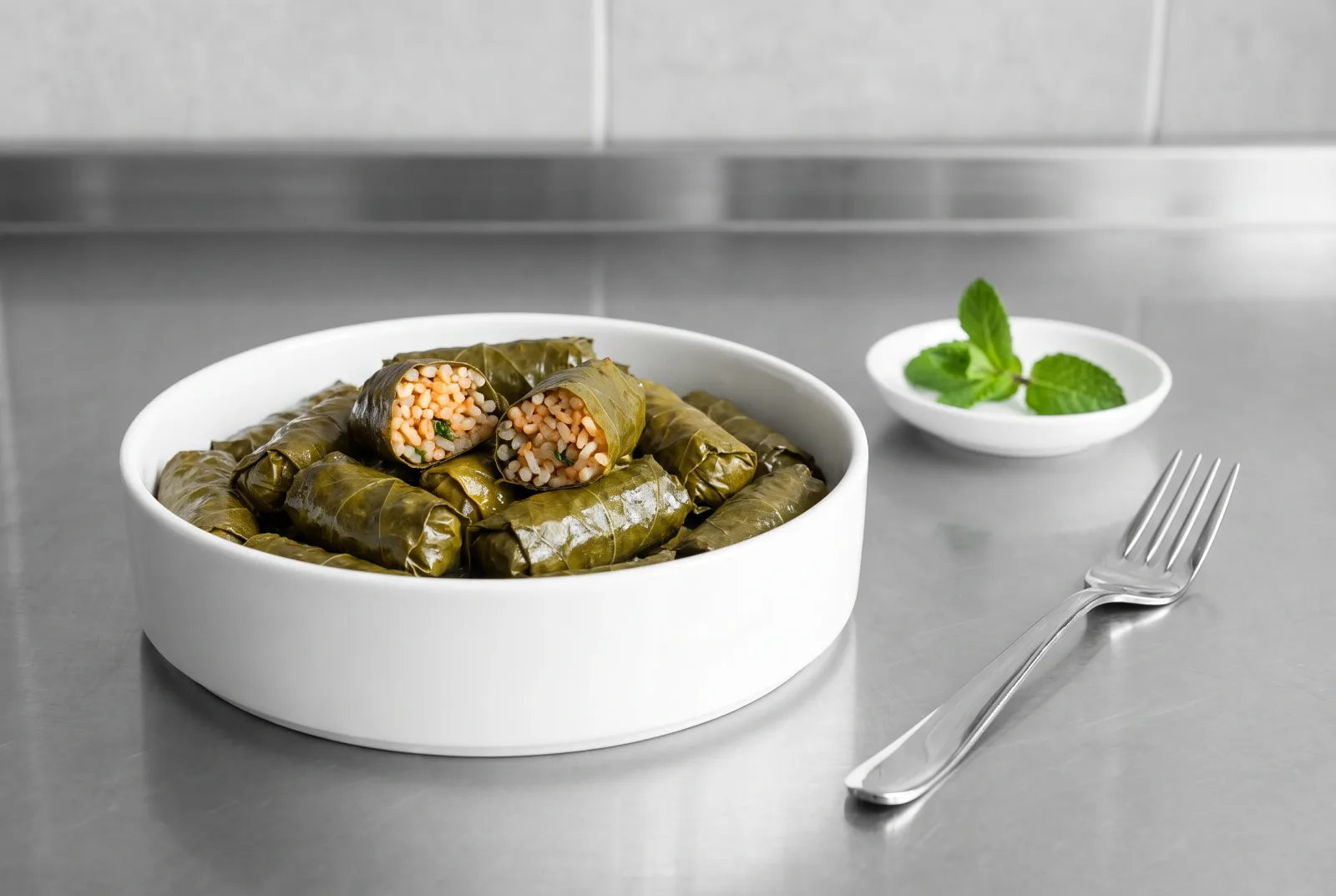 Georgian Rice and Mint-Stuffed Grape Leaves | A Light Lemony Filling