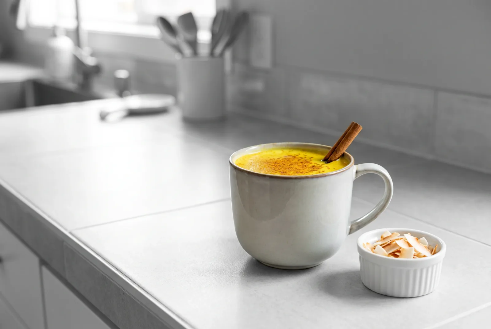 Indian turmeric coconut milk — a warm drink with black pepper