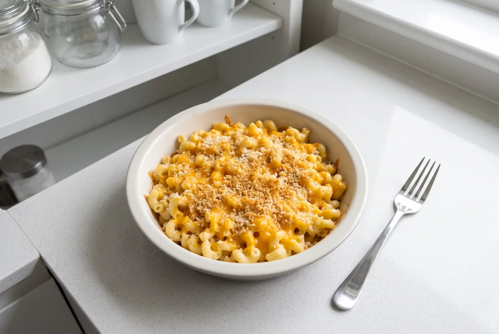 British-Style Baked Macaroni and Cheese | Crispy Breadcrumb Topping