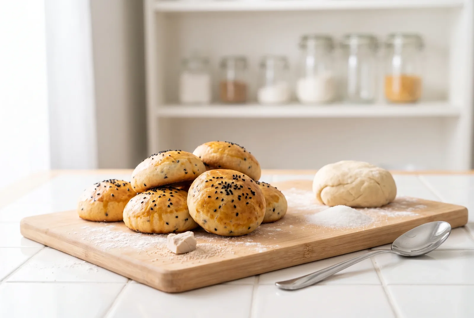 Iraqi Nigella Seed Mini Loaves — Quick-Rise Bread with Sesame and Saffron