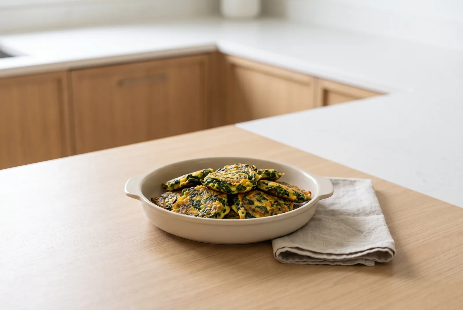 Ispanaklı Mücver | Lightly Oiled Air-Fryer Spinach Fritters