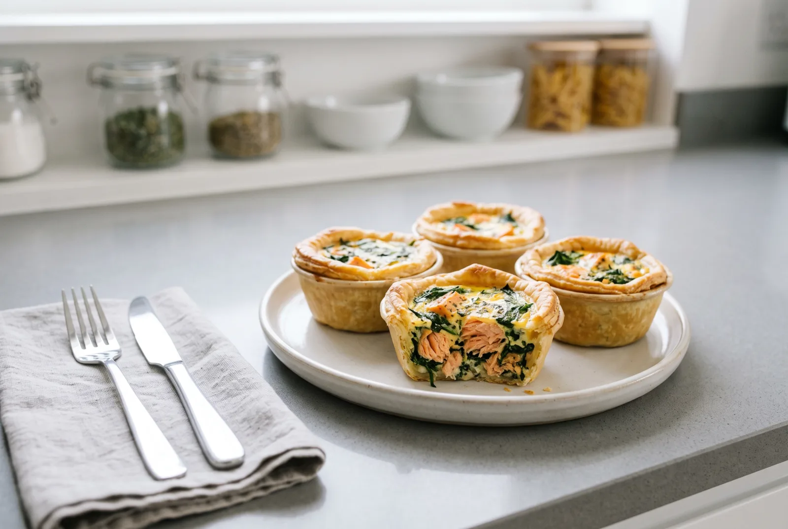 Mini Salmon and Spinach Tarts | Picnic Bites for Little Hands