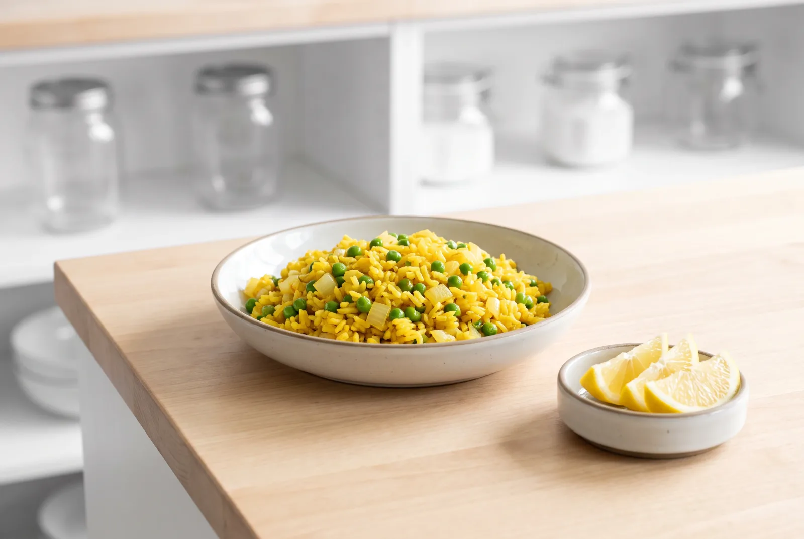 Spanish-Style Saffron and Pea Rice — Light Garlic Rice