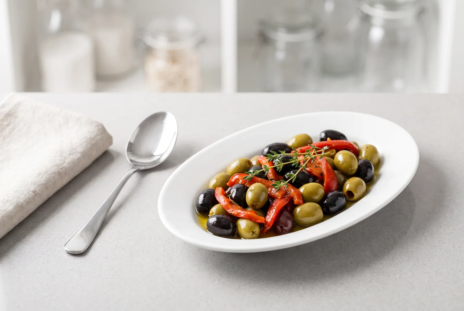 Spicy Italian Antipasto Platter with Roasted Peppers and Olives