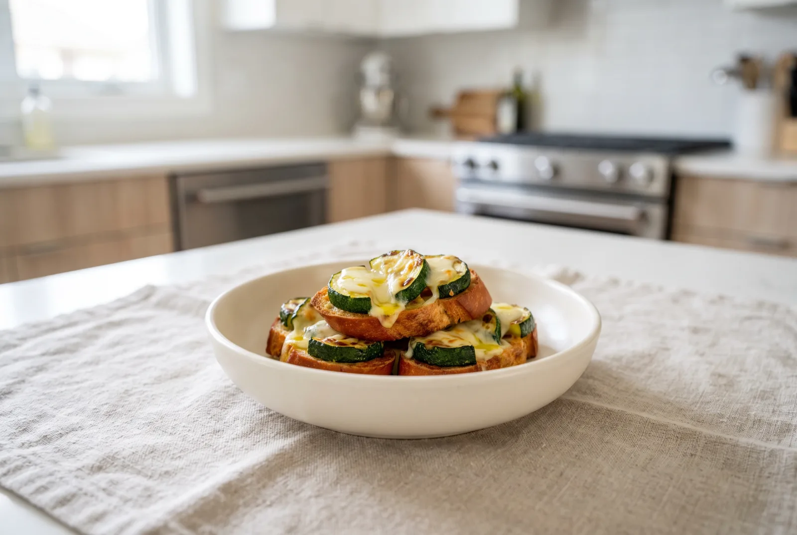Italian-Style Air-Fried Zucchini and Cheese Bruschetta Bites