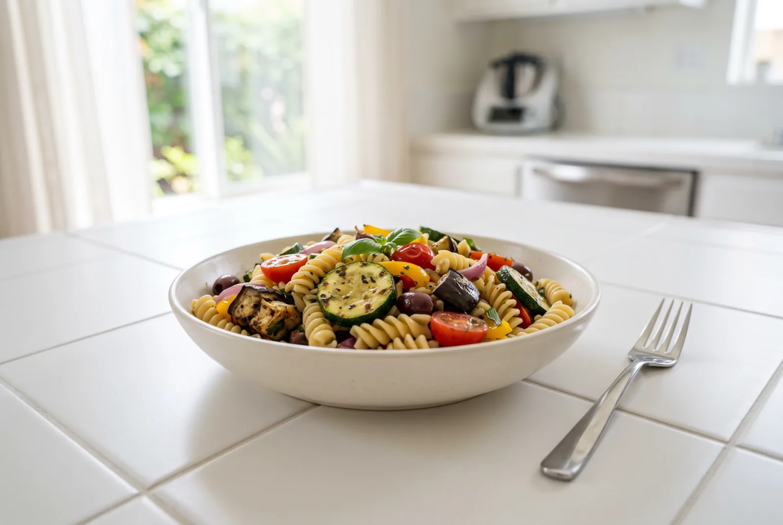 Grilled Vegetable Pasta Salad | Served Cold with Olive Oil