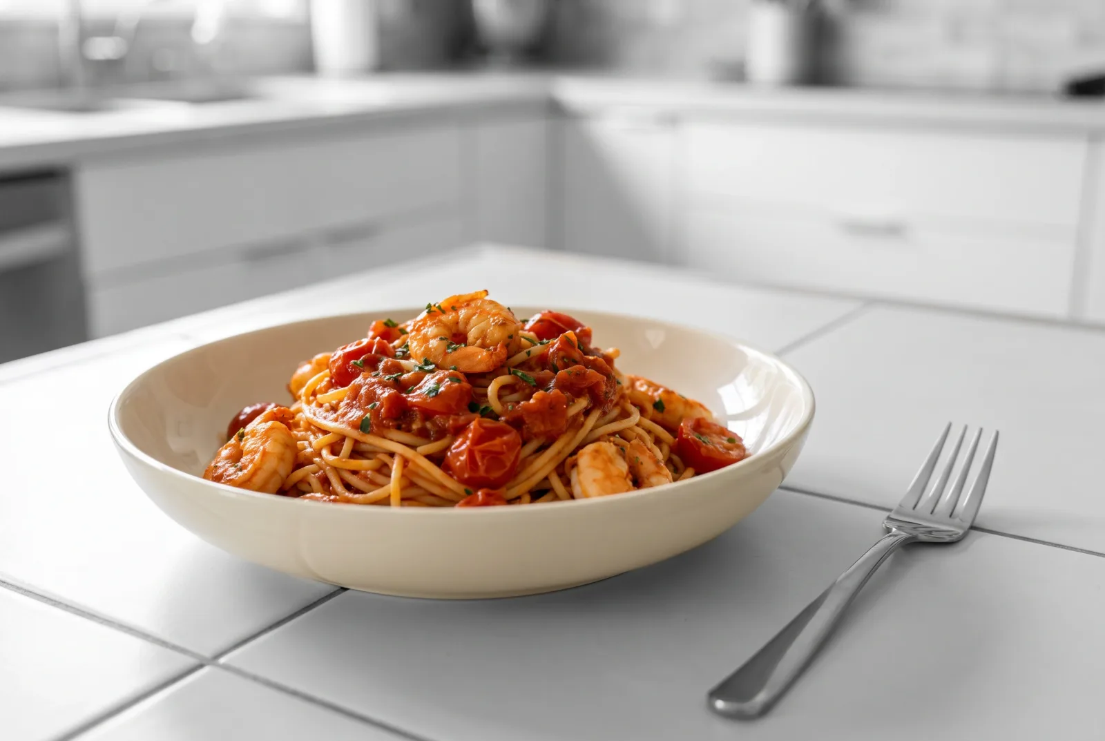 Shrimp Pasta with Tomato Sauce | Quick Pressure-Cooker Sauce