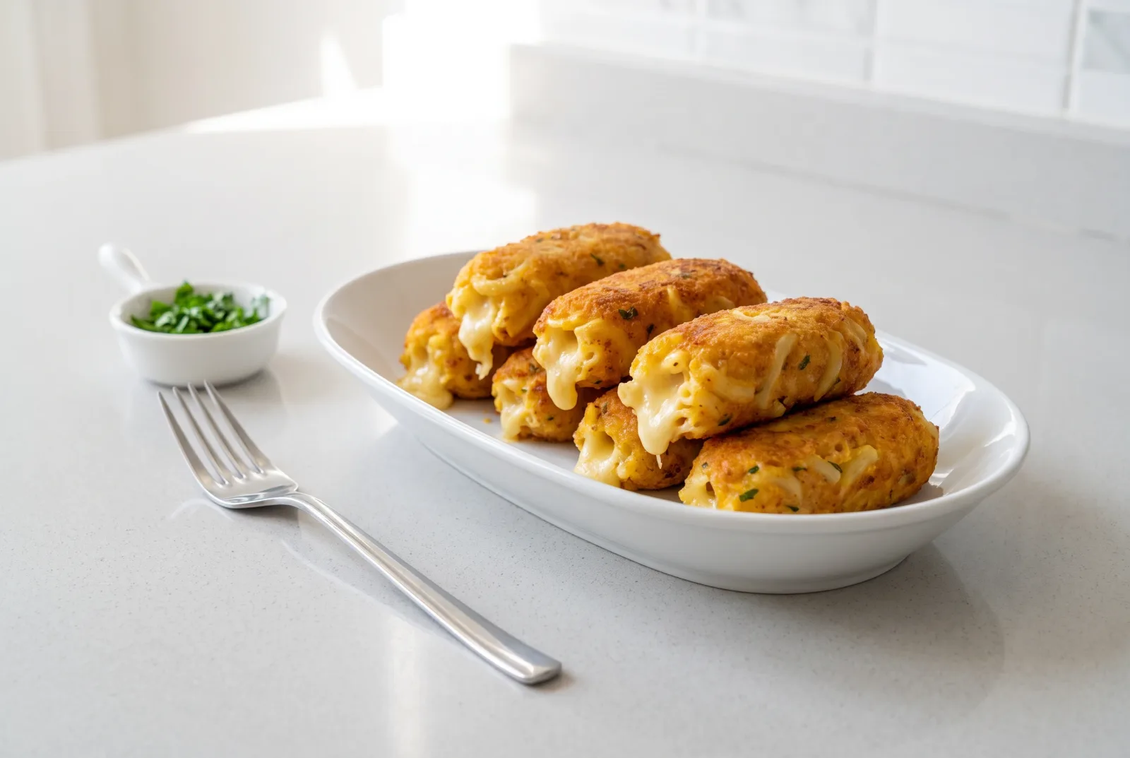 Kaşarlı Makarna Kroket — Kashar cheese pasta croquettes, air-fried pasta bites