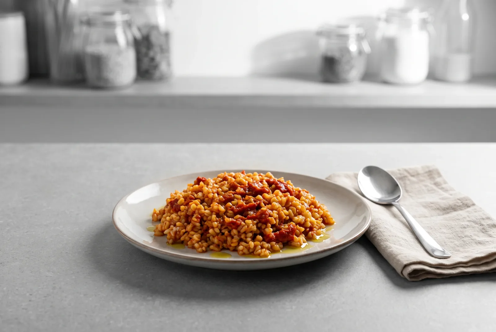 Toasted Bulgur with Tomato Sauce | Spiced Saudi-Style Sauce