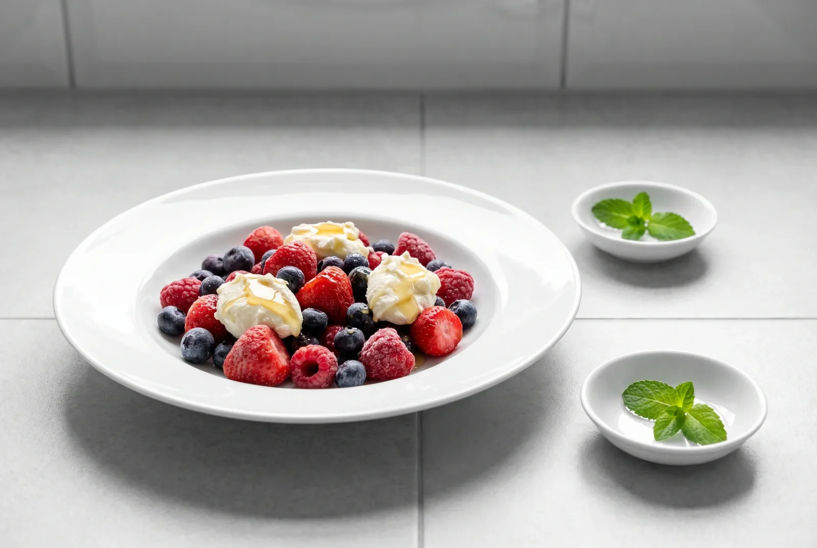 Frozen fruit with kaymak (Turkish clotted cream) — Quick Russian-style party dessert