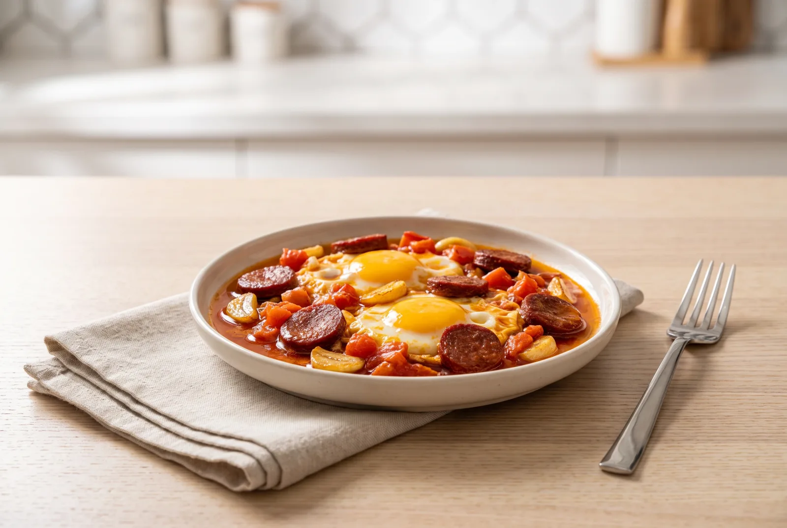 Kayseri Eggs | Turkish Breakfast Eggs with Garlic and Sucuk