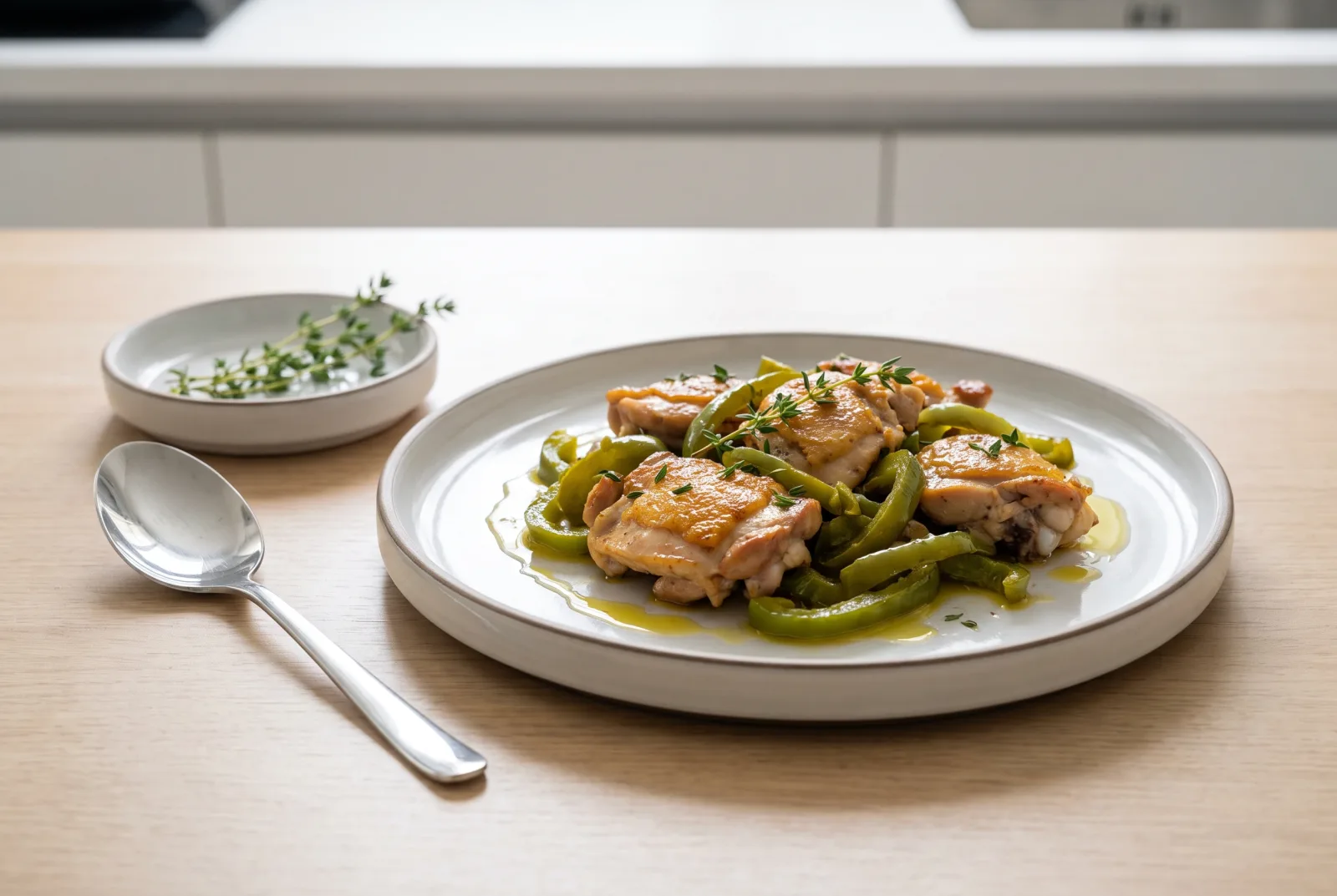 Thyme Chicken Sauté | Skillet-Cooked Chicken with Olive Oil and Peppers