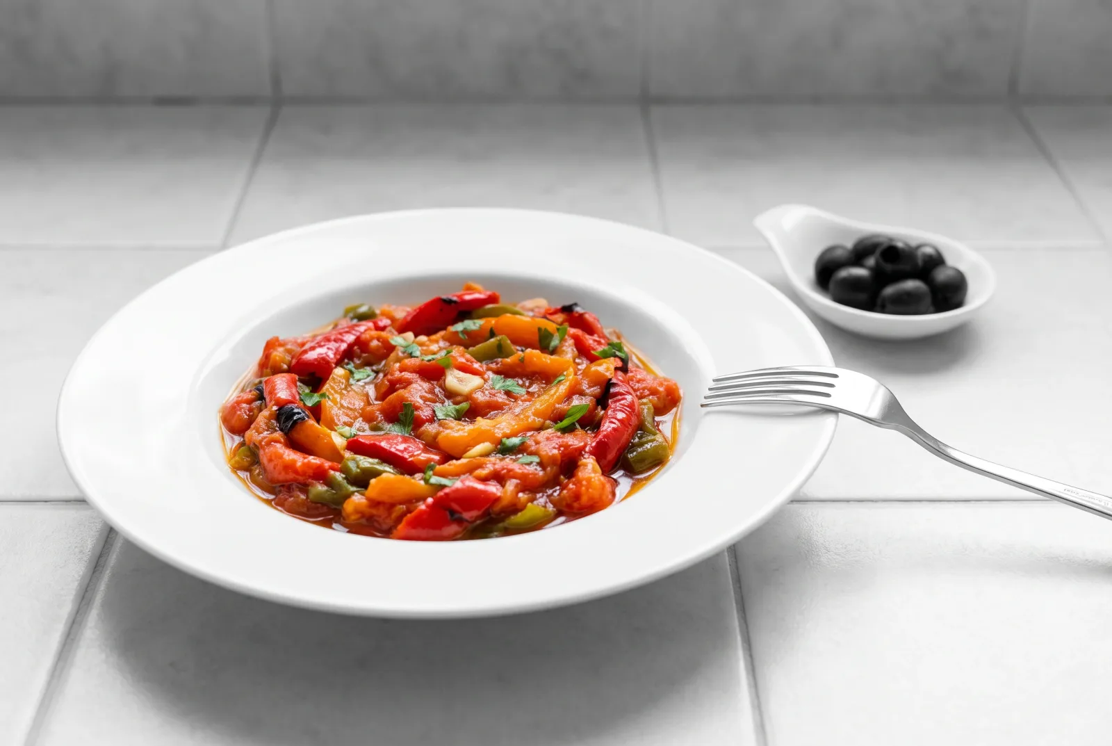 Tunisian Roasted Pepper Salad (Slata Mechouia) | Olive Oil Mezze