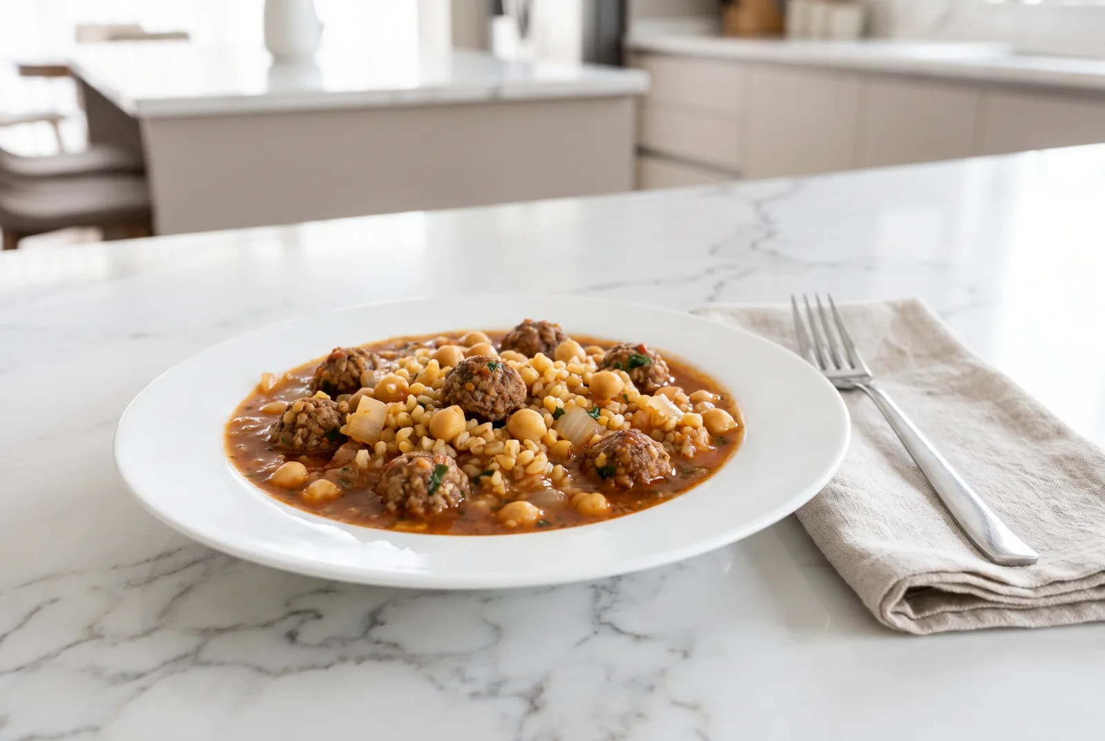 Turkish-Style Bulgur and Chickpea Meatball Stew in a Pressure Cooker