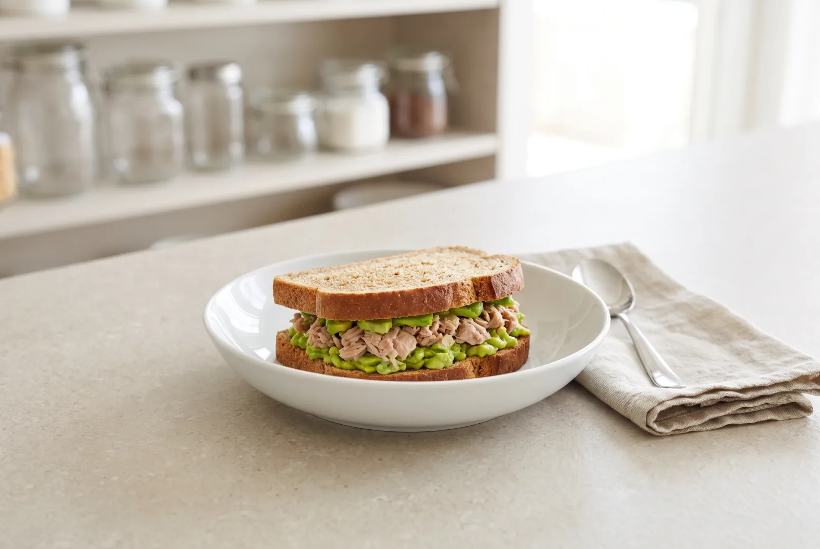 Turkish-Style Olive Oil Tuna and Avocado Whole-Wheat Sandwich